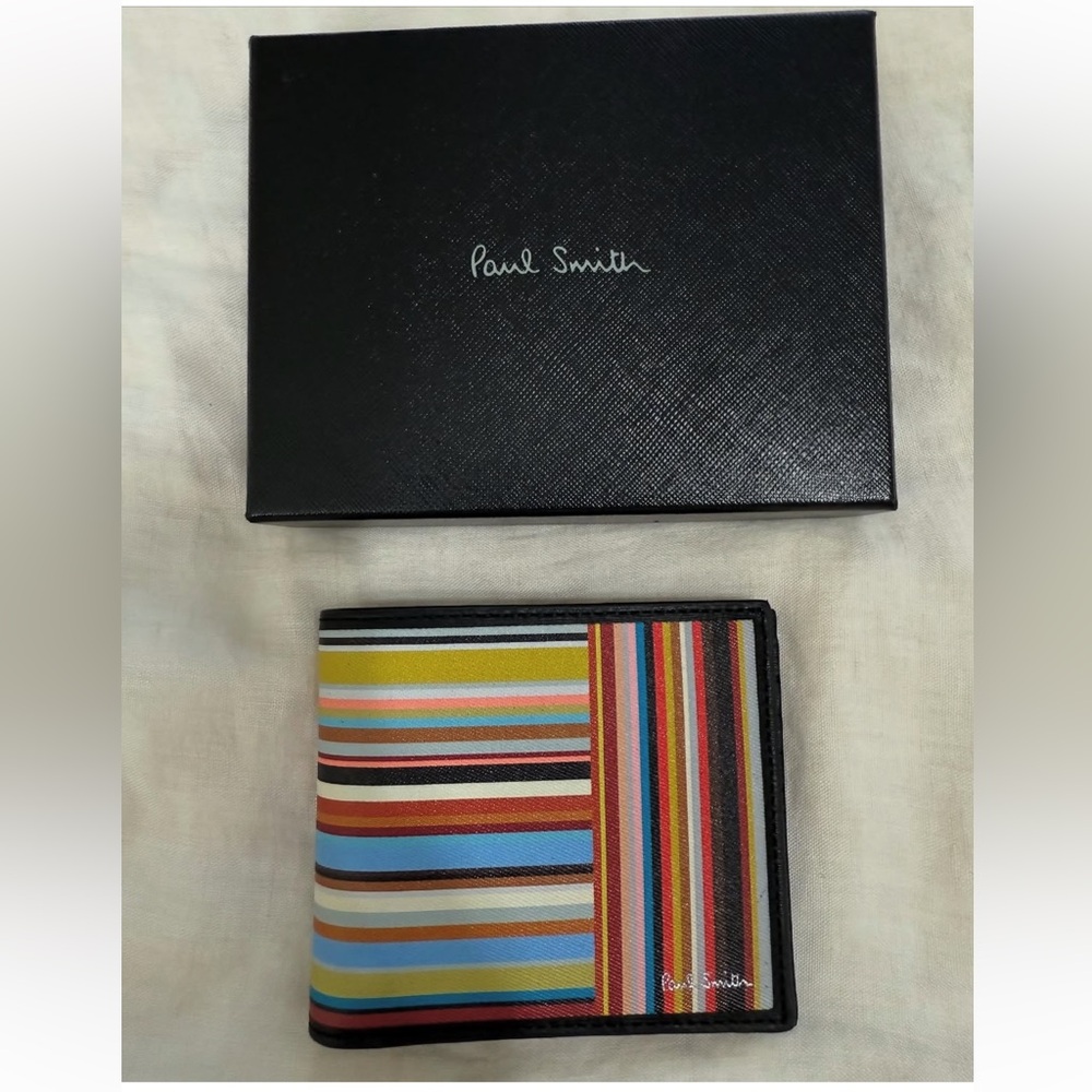 Paul Smith Multicolor Striped Leather Bi-Fold Wallet - Picture 2 of 10